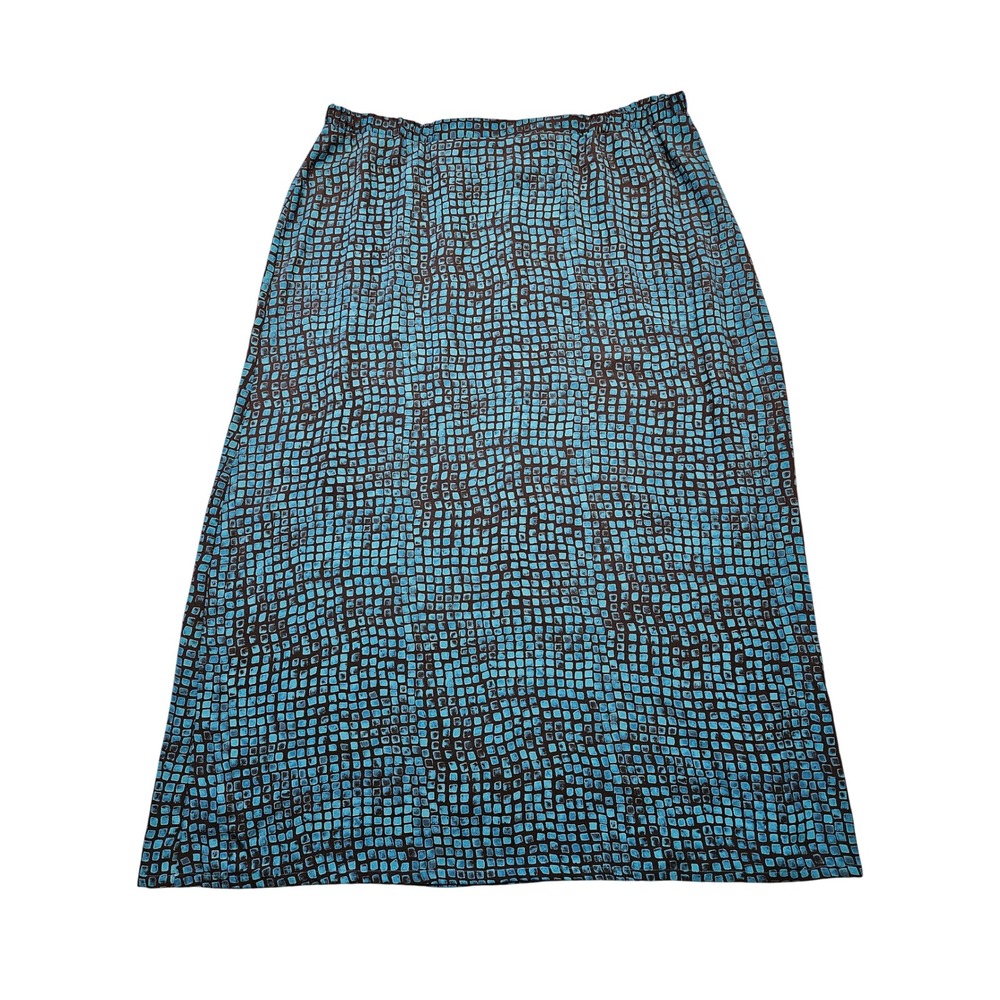 Allison Daley Womens Plus Size 18 Teal Black Geometric Square Print Maxi Skirt